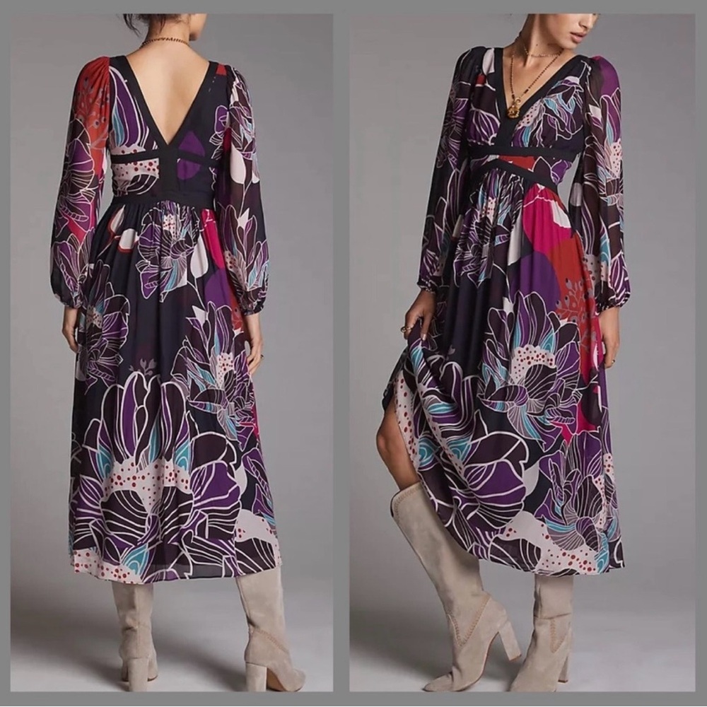Anthropologie Floral Midi Dress